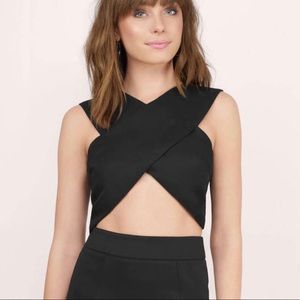 TOBI black criss cross crop top